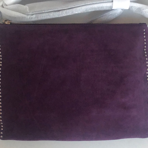 NWT $148 Rebecca Minkoff Jon Suede Leather Purple Silver Studded Crossbody Bag! - Picture 7 of 10